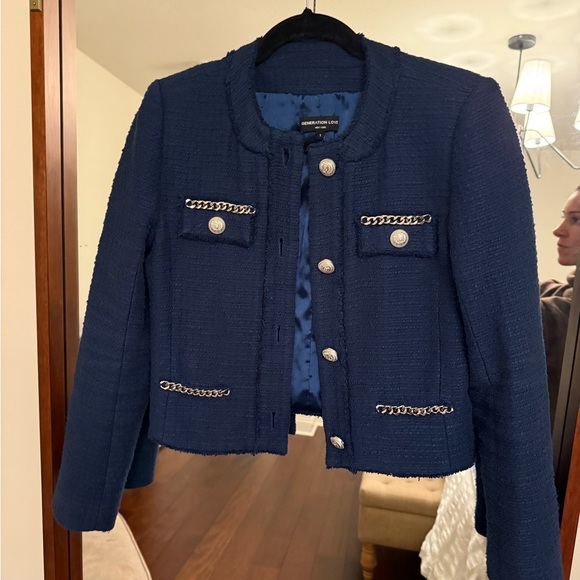 Generation Love Navy Kristen Embellished Tweed Blazer - Picture 4 of 9